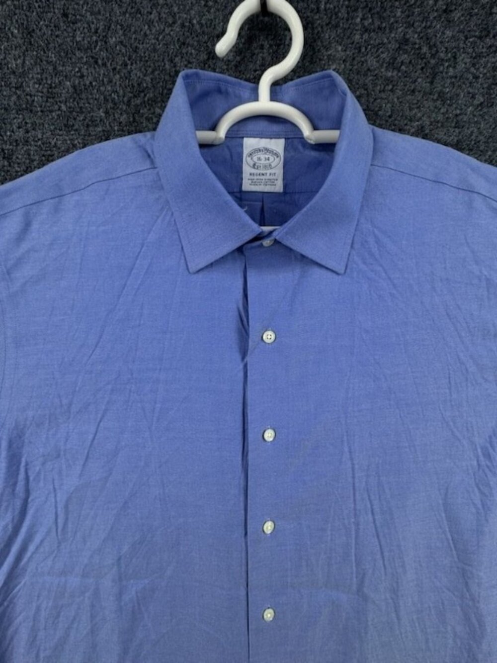 Brooks Brothers Cotton Spandex 16 34 Non-Iron Regent Blue Long Sleeve Office Men
